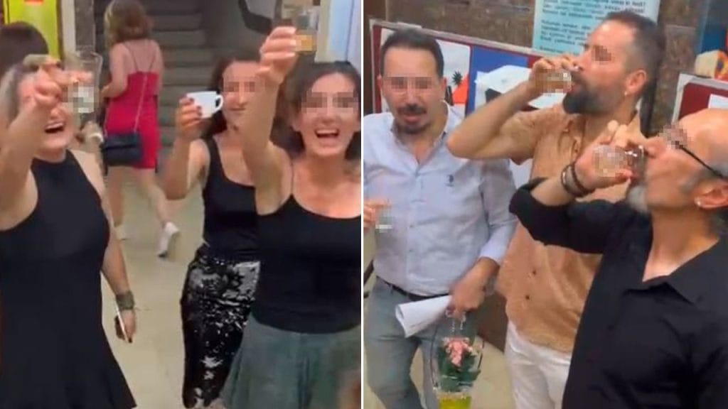 Öğretmenler okul içerisinde kadeh kaldırıp içki içti!